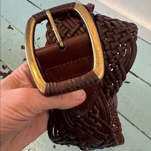 Woven Braided Wide Leather Belt Size XL Levi Straus Signature